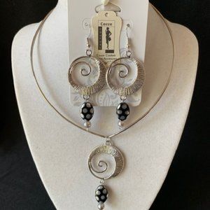 Silver Moonlight Choker and Earrings Set